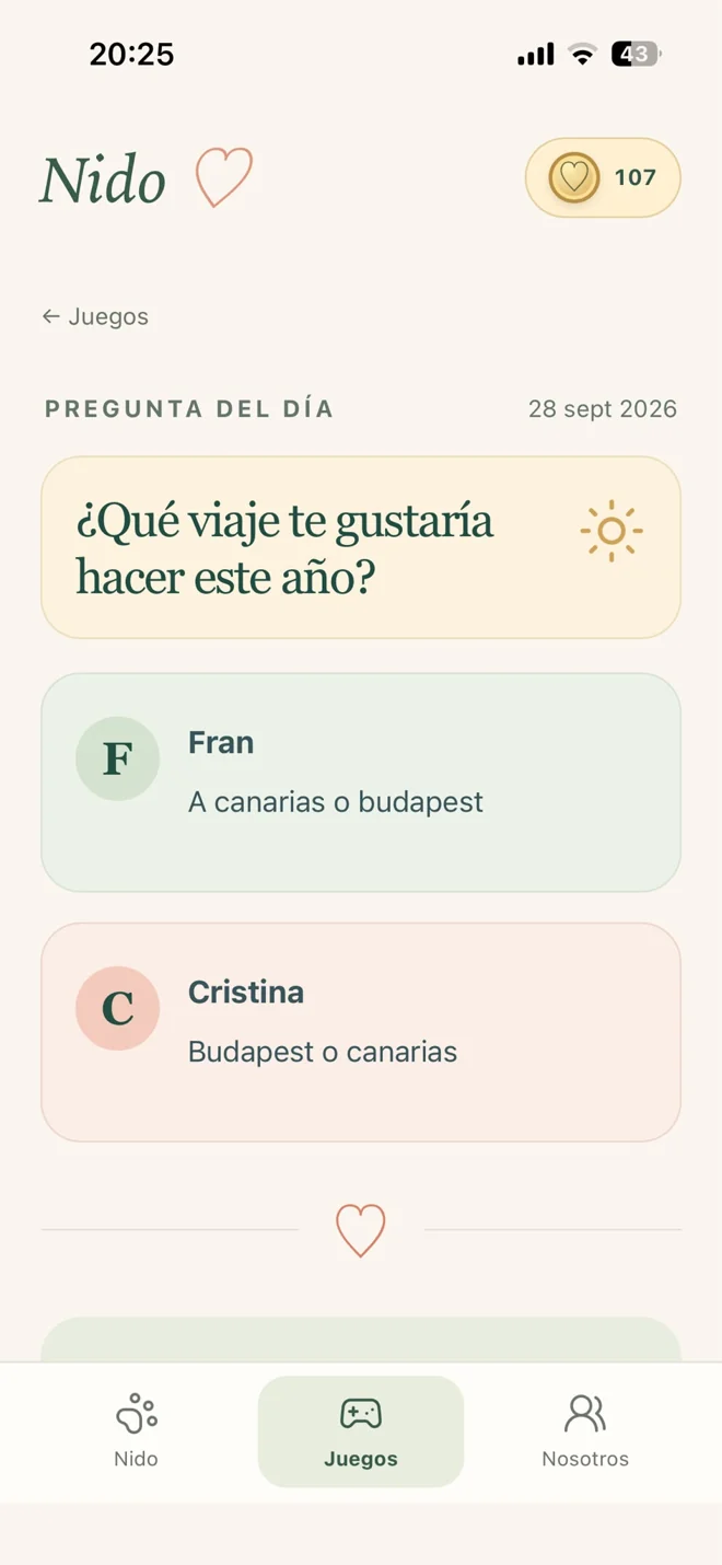 Pregunta de pareja y respuestas de cada integrante